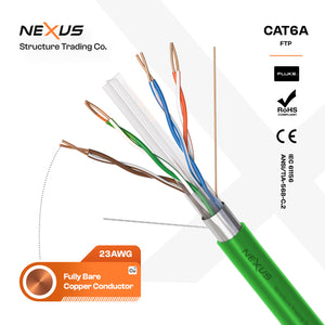 CAT6A FTP Ethernet Cable 305M 23AWG Self Roll Wooden Drum 10Gbps 500Mhz