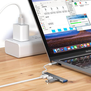 USB 3.0 4-Port Hub with Type-C & USB-A Connector – High-Speed USB Splitter for Laptop, PC & Mac Plug & Play