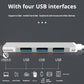 USB 3.0 4-Port Hub with Type-C & USB-A Connector – High-Speed USB Splitter for Laptop, PC & Mac Plug & Play