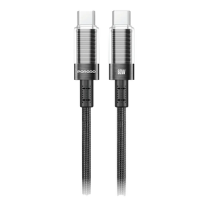 Porodo Transparent Shell USB-C to USB-C Cable PD 60W – Braided Fast Charging Cable 1.2M