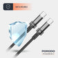Porodo Transparent Shell USB-C to USB-C Cable PD 60W – Braided Fast Charging Cable 1.2M
