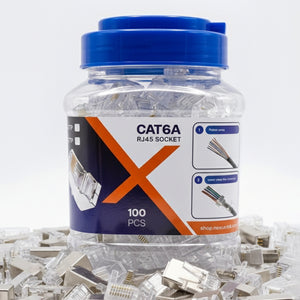 NEXUS CAT6A RJ45 Connectors 100 Pack Pass-Through 10Gbps Ethernet Plug