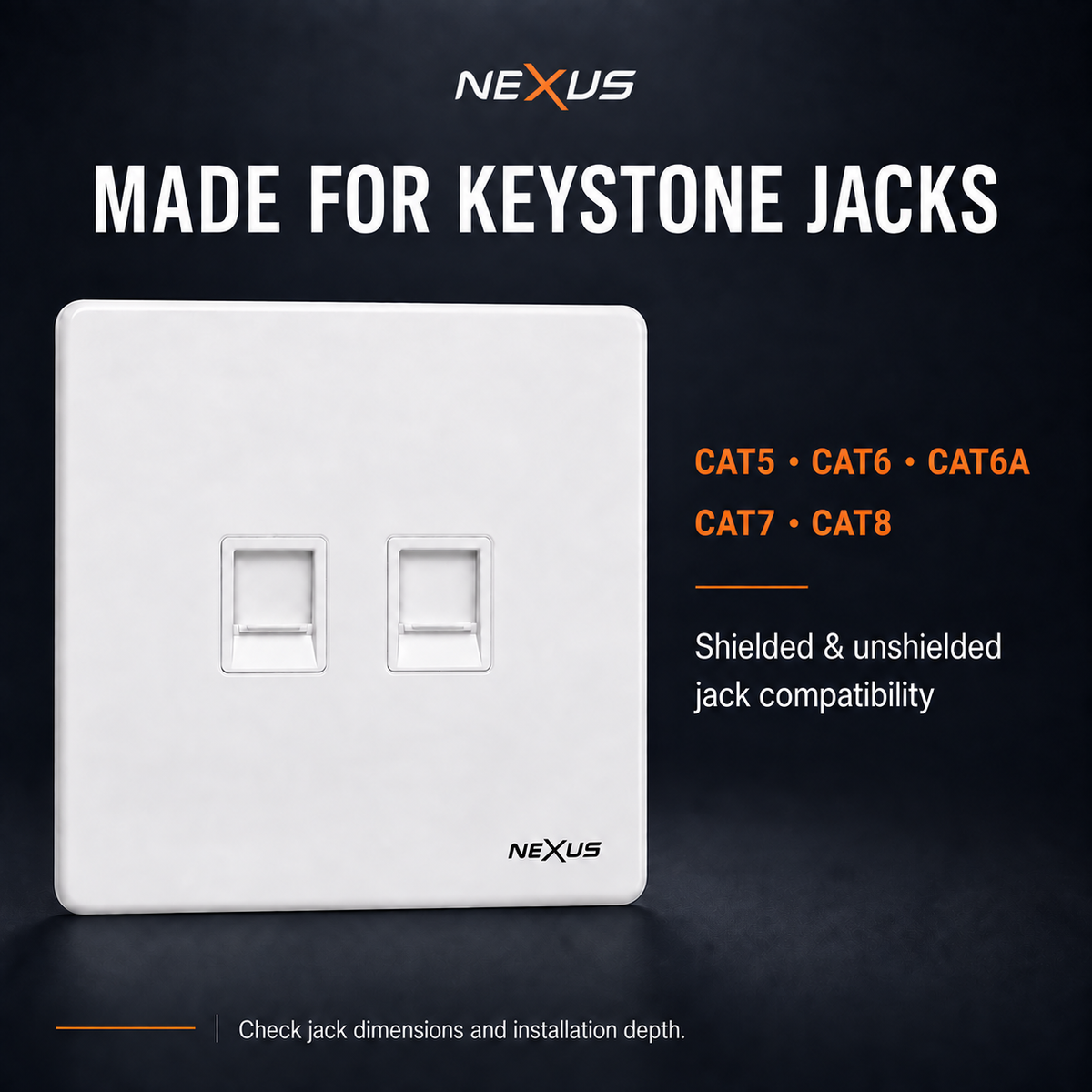 White double NEXUS RJ45 network jack wall plate by NEXUS 