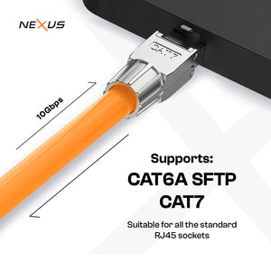 CAT7 & CAT6A Tool-Less RJ45 Connector Full Metal Shielded